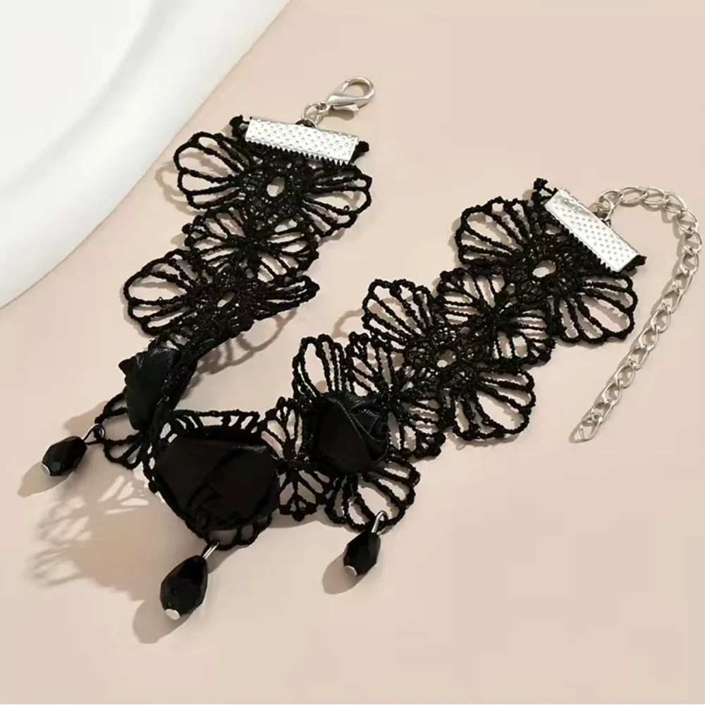 Gothic‎ Retro Style Black Flower Lace Anklet -Faux Fashion Jewelry